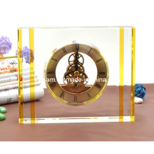 Custom Crystal Glass Desk Clock Craft for Decoration